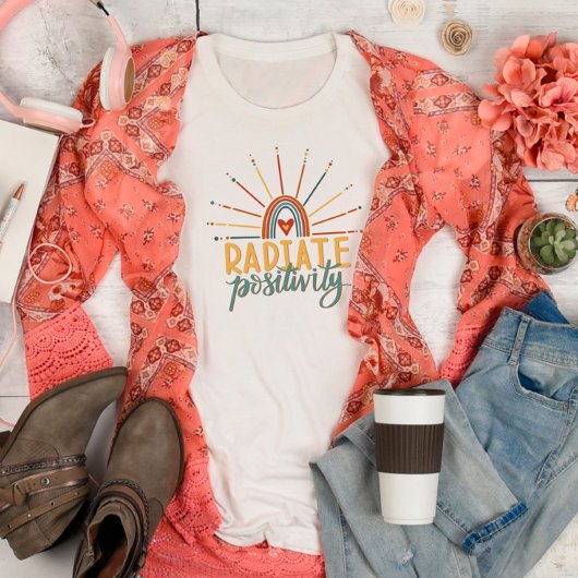 Fun Radiate Positivity Inspirativiteit Regenboog T-shirt