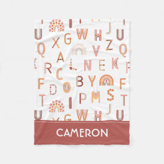 Fun Rainbow Alphabet Pattern Fleece Deken