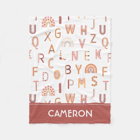 Fun Rainbow Alphabet Pattern Fleece Deken (Voorkant)