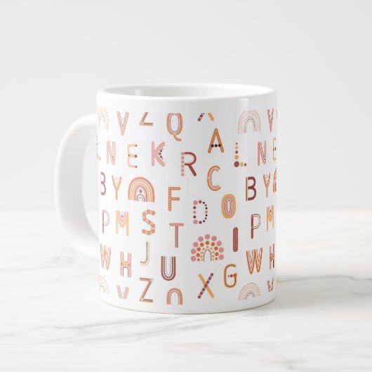 Fun Rainbow Alphabet Pattern Grote Koffiekop (Links)