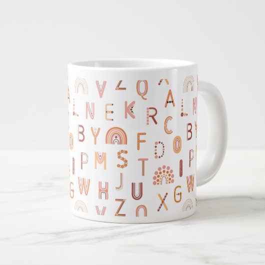 Fun Rainbow Alphabet Pattern Grote Koffiekop (Voorkant rechts)