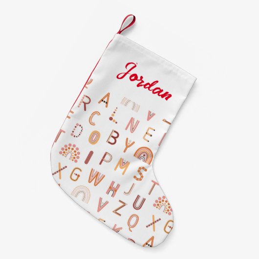Fun Rainbow Alphabet Pattern Kleine Kerstsok (Voorkant (Hangend))