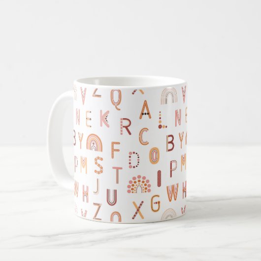 Fun Rainbow Alphabet Pattern Koffiemok (Voorkant links)