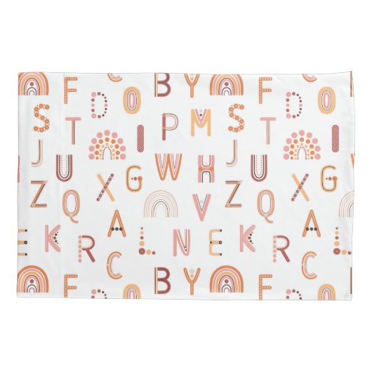 Fun Rainbow Alphabet Pattern Kussensloop (Achterkant)