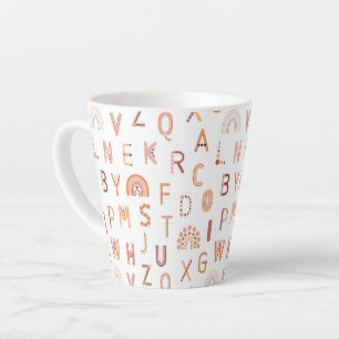 Fun Rainbow Alphabet Pattern Latte Mok