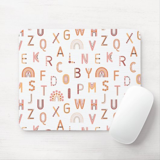 Fun Rainbow Alphabet Pattern Muismat (Met muis)