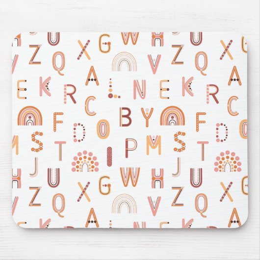 Fun Rainbow Alphabet Pattern Muismat (Voorkant)