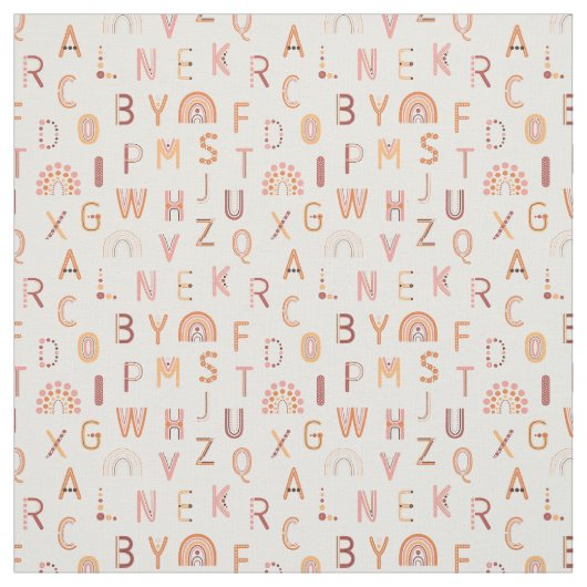 Fun Rainbow Alphabet Pattern Stof (Swatch)