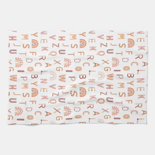 Fun Rainbow Alphabet Pattern Theedoek (Horizontaal)