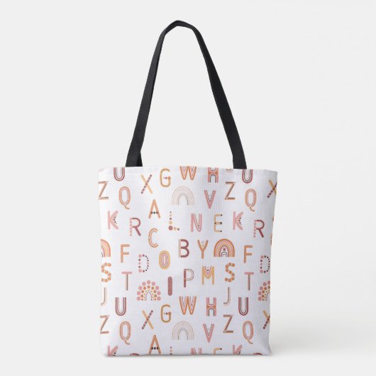 Fun Rainbow Alphabet Pattern Tote Bag (Achterkant)