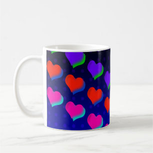 Fun Rainbow Cartoon Neon Love Heart Pattern Koffiemok