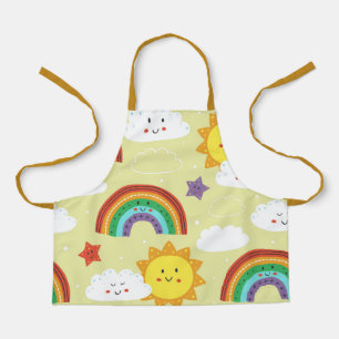Fun Rainbow Cloud en Sun Cartoon Pattern Schort