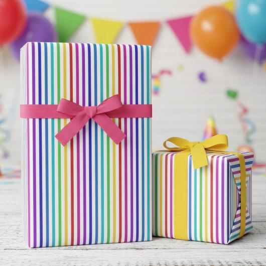 Fun Rainbow Colors Striped Cadeaupapier