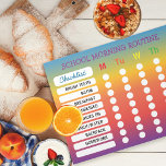 Fun Rainbow Daily Routine Checklist-laptop Notitieblok<br><div class="desc">Pas de ochtendroutine van uw kind aan. Schrap de gradiënt om een achtergrondkleur te plukken om uw smaak aan te passen. Voor kinderen kun je sterren gebruiken om elke cirkel te markeren terwijl ze hun ochtendroutine gebruiken. Vet alle petten tekst gemakkelijk voor jonge lezers om te lezen. Verander alle doopvonten...</div>