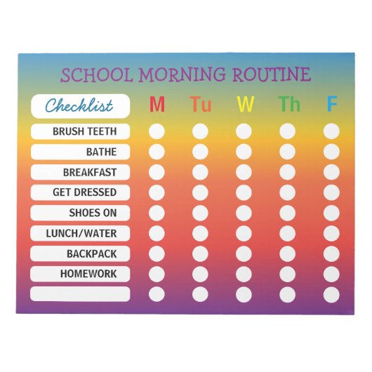 Fun Rainbow Daily Routine Checklist-laptop Notitieblok (Voorkant)