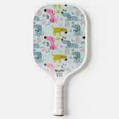 Fun Rainbow Dog Heart Doodles Persoonlijke tekst Pickleball Paddle (Achterkant)