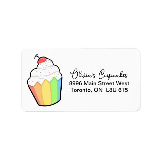 Fun Rainbow en Sprinkles Cupcake Mailing Label (Voorkant)
