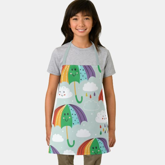 Fun Rainbow en Umbrella Cartoon Pattern Schort (Insitu)