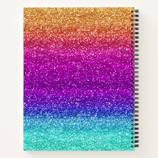 Fun Rainbow Gradient Glitter Luxury Journal Notitieboek (Achterkant)