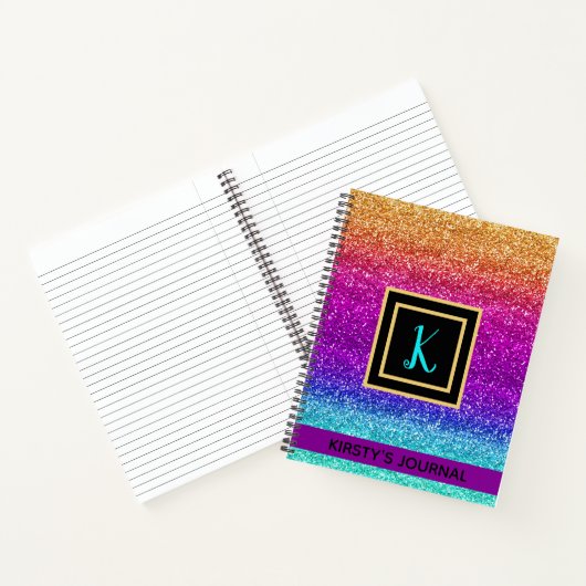 Fun Rainbow Gradient Glitter Luxury Journal Notitieboek (Binnen)
