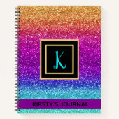 Fun Rainbow Gradient Glitter Luxury Journal Notitieboek (Voorkant)