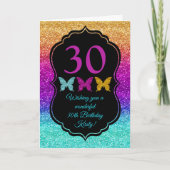 Fun Rainbow Gradient Glitter Sparkle Birthday Kaart (Voorkant)