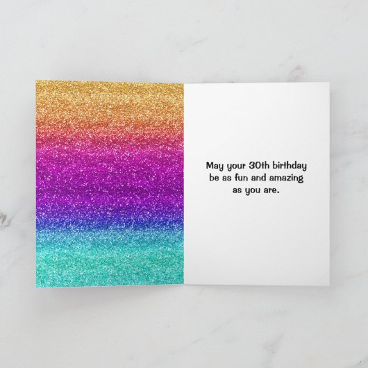 Fun Rainbow Gradient Glitter Sparkle Birthday Kaart (Binnen)