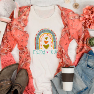 Fun Rainbow Hearts Geniet vandaag van inspiratie T-shirt