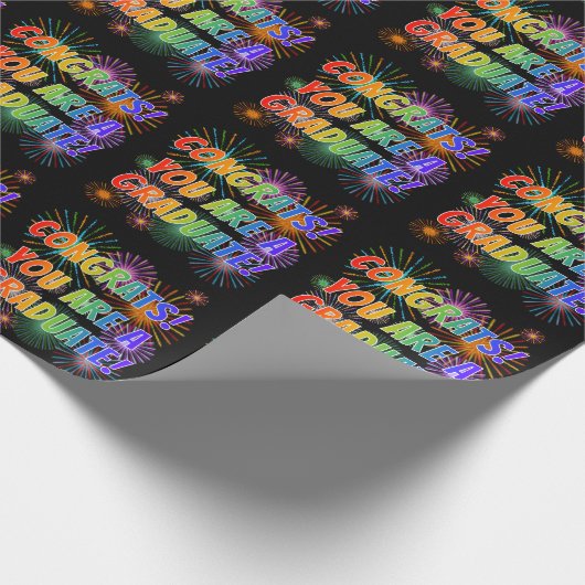 Fun Rainbow Kijk "CONGRATS! JE BENT EEN AFSTUDEREN Cadeaupapier (Hoek)