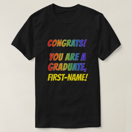 Fun Rainbow Kijk "CONGRATS! JE BENT EEN AFSTUDEREN T-shirt (Design voorkant)