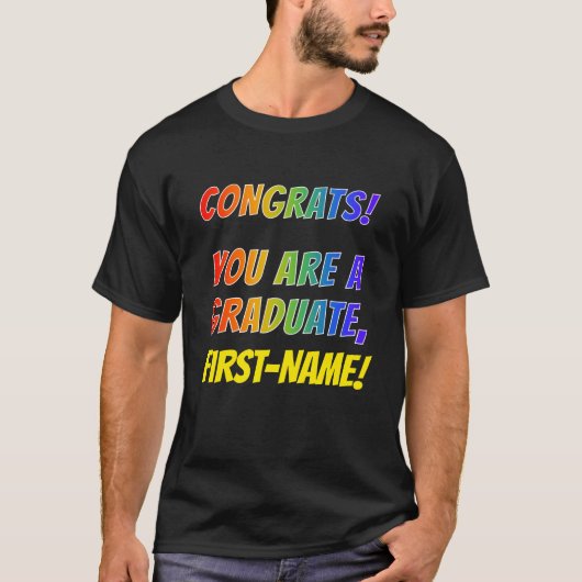 Fun Rainbow Kijk "CONGRATS! JE BENT EEN AFSTUDEREN T-shirt (Voorkant)