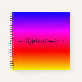Fun Rainbow met Black Typografie-affirmaties Notitieboek