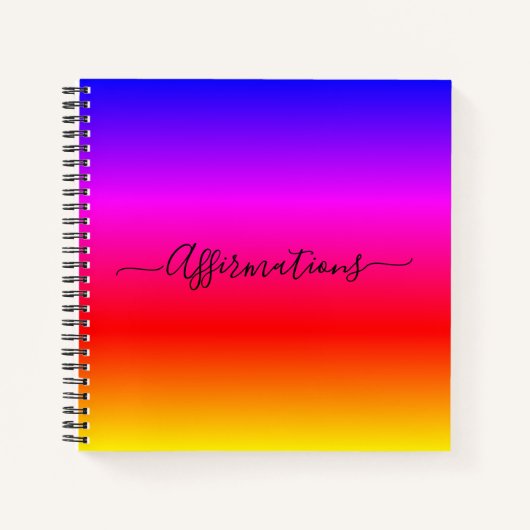 Fun Rainbow met Black Typografie-affirmaties Notitieboek (Voorkant)
