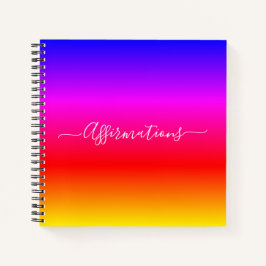 Fun Rainbow met White Typography Affirmnmings Notitieboek