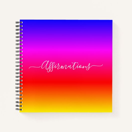 Fun Rainbow met White Typography Affirmnmings Notitieboek (Voorkant)
