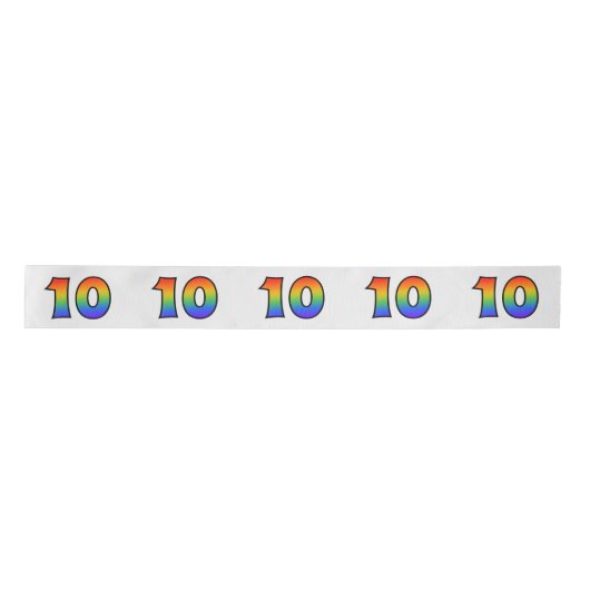 Fun, Rainbow Pattern "10" Event Number (grijs) Satijnen Lint (Voorkant)