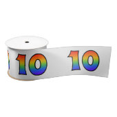 Fun, Rainbow Pattern "10" Event Number (grijs) Satijnen Lint (Spoel)