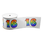 Fun, Rainbow Pattern "16" Event Number (grijs) Satijnen Lint (Spoel)