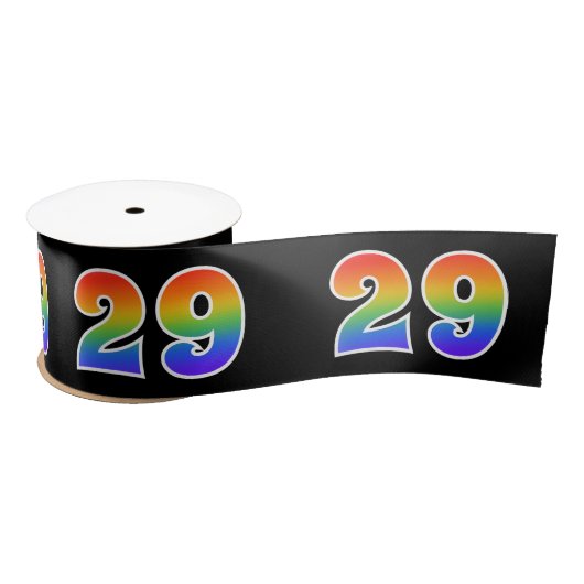 Fun, Rainbow Pattern "29" Event Number (zwart) Satijnen Lint (Spoel)