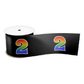 Fun, Rainbow Pattern "2" Event Number (zwart) Satijnen Lint (Spoel)