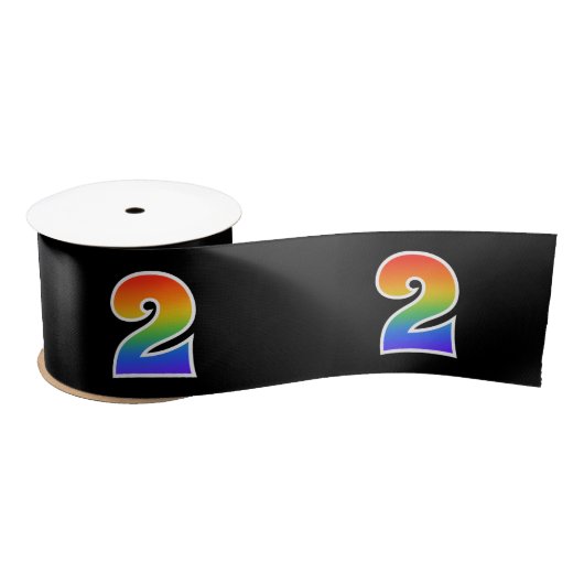 Fun, Rainbow Pattern "2" Event Number (zwart) Satijnen Lint (Spoel)