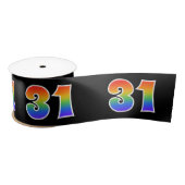 Fun, Rainbow Pattern "31" Event Number (zwart) Satijnen Lint (Spoel)