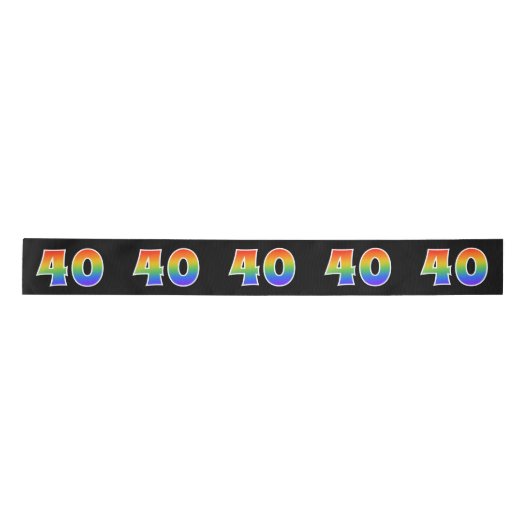 Fun, Rainbow Pattern "40" Event Number (zwart) Satijnen Lint (Voorkant)