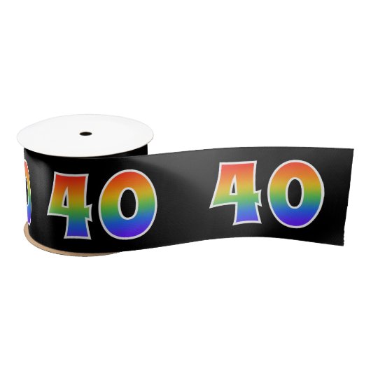 Fun, Rainbow Pattern "40" Event Number (zwart) Satijnen Lint (Spoel)