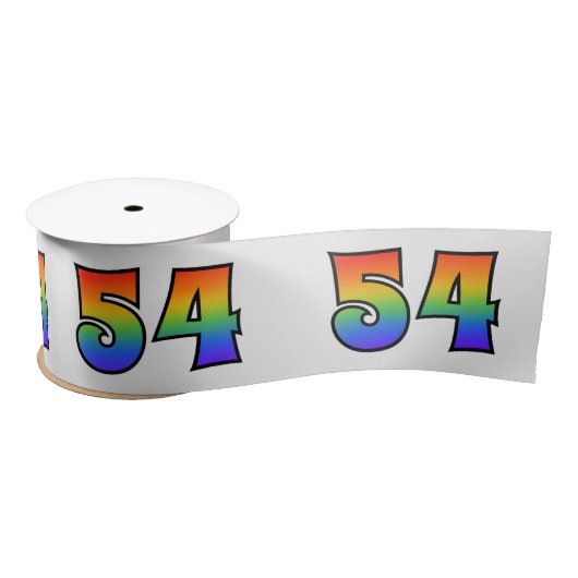 Fun, Rainbow Pattern "54" Event Number (grijs) Satijnen Lint (Spoel)