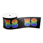 Fun, Rainbow Pattern "58" Event Number (zwart) Satijnen Lint (Spoel)
