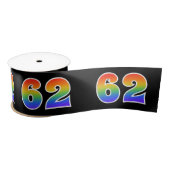 Fun, Rainbow Pattern "62" Event Number (zwart) Satijnen Lint (Spoel)