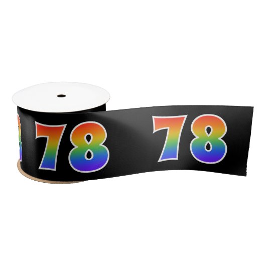 Fun, Rainbow Pattern "78" Event Number (zwart) Satijnen Lint (Spoel)