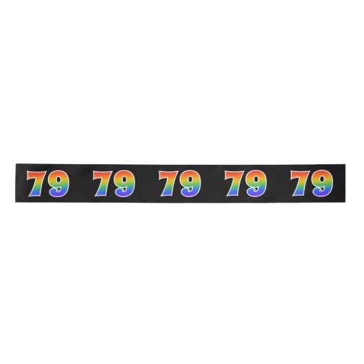 Fun, Rainbow Pattern "79" Event Number (zwart) Satijnen Lint (Voorkant)