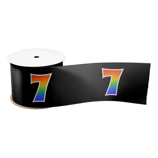 Fun, Rainbow Pattern "7" Event Number (zwart) Satijnen Lint (Spoel)